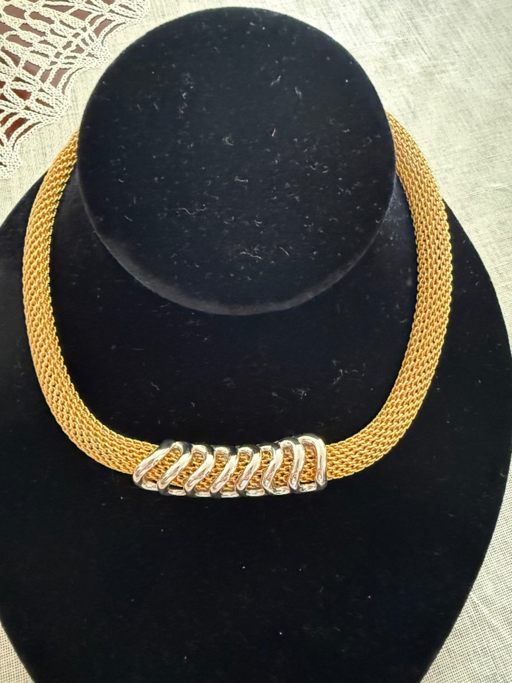RETRO 80'S DVF CHOKER GOLD BRAIDED WITH SILVER LINKS WOVEN OVER